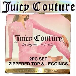 JUICY COUTURE 2pc Set light pink Velvet Fleece Top & Legging Size L NWT